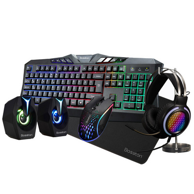 Hot Selling Product 5 In 1 Gaming Keyboard And Mouse Headset Speaker Mouse Pad Game Usb Combos