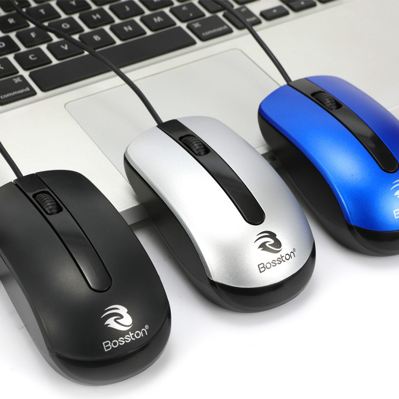 BOSSTON Factory Reasonable Price 1 USD USB Wired Mouse Ergonomic Optical Mouse for Laptop Office