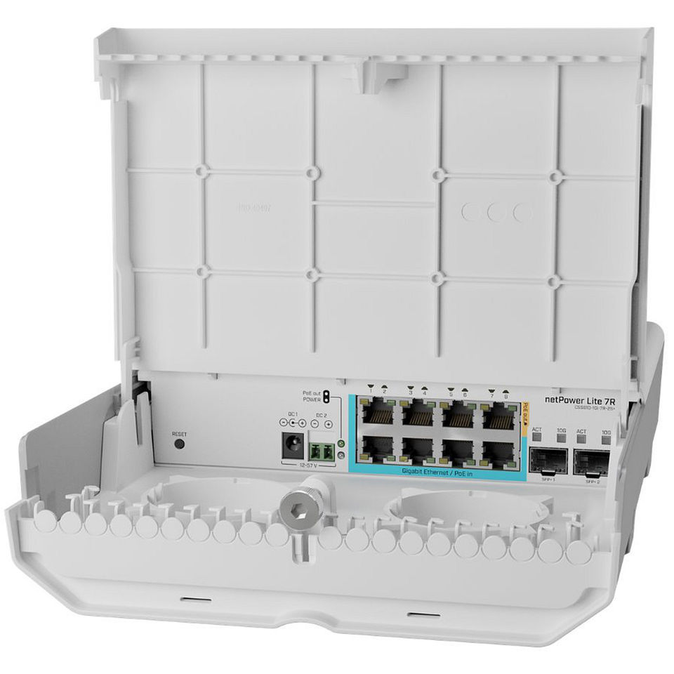 MikroTik CSS610-1Gi-7R-2S+OUT netPower Lite 7R 8-Port Outdoor Switch with 7-Port Reverse PoE 2-Port SFP+