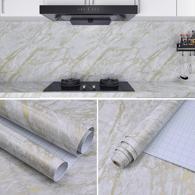 Marble Wallpaper Peel and Stick Glossy Marble Contact Paper Self Adhesive Contact Paper for Countertop Kitchen Cabinets Bathroom