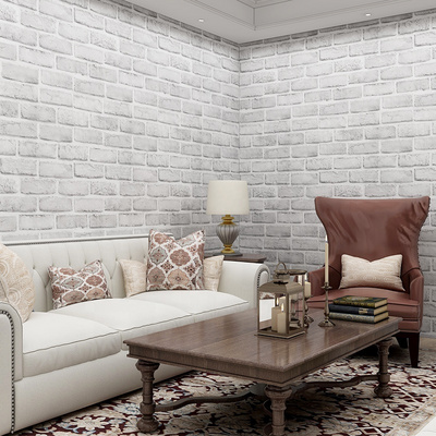 Dark Grey Brick Wallpaper 3D For Coffee Shop Decoration