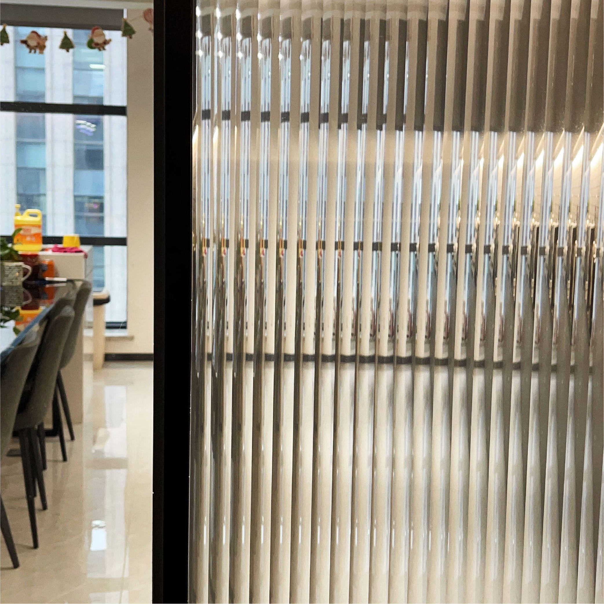 High Quality Reeded Glass Film Decorative Film for Window Door Cabinet Non Adhesive Anti UV Window Privacy Film