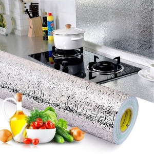 Wholesale self-adhesive kitchen oil proof sticker aluminum foil wall paper sticker