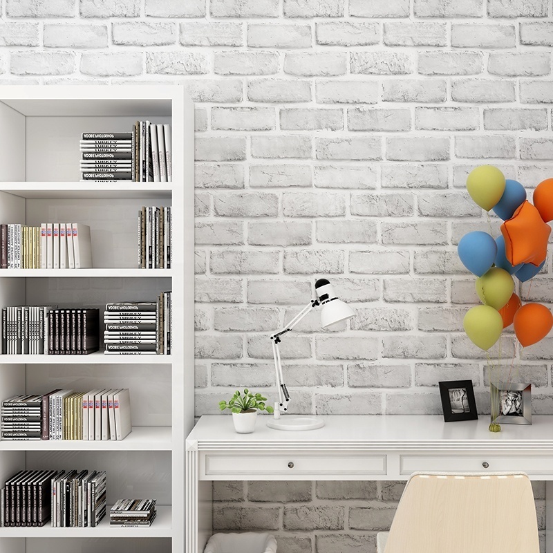 Dark Grey Brick Wallpaper 3D For Coffee Shop Decoration