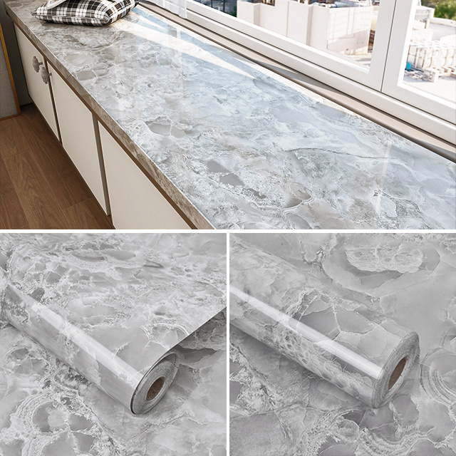 Marble Contact Paper Countertop Self Adhesive Gray Decorative Contact Wallpaper Waterproof