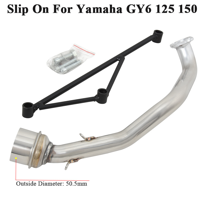 For Yamaha GY6 125 150 125CC 150CC Motorcycle Exhaust Systems Scooter Modify Front Link Pipe With Bracket Connection 51mm