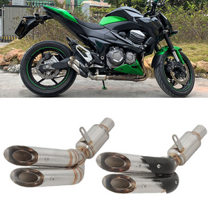 Slip On For Kawasaki Z800 Motorcycle GP Exhaust System Link Pipe Double Hole Muffler Carbon Fiber Cover