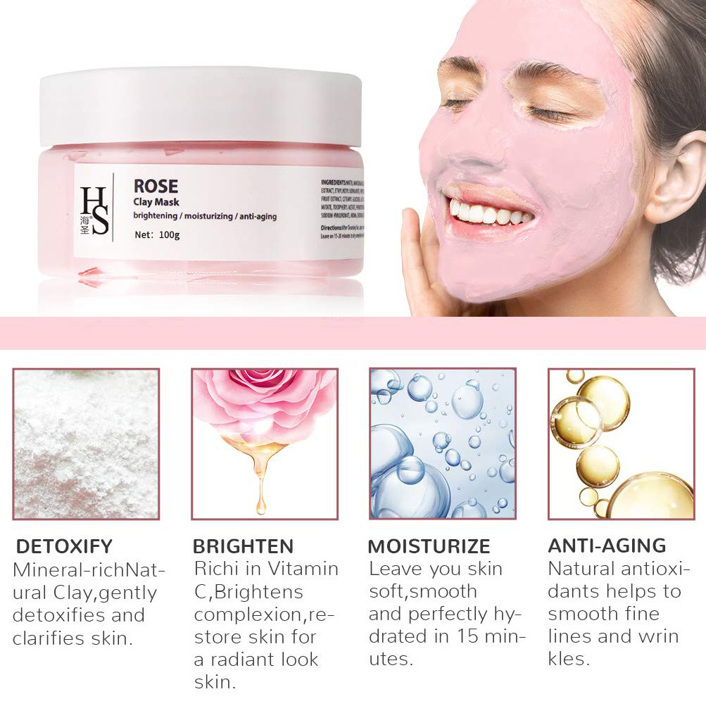 Private label organic bentinite nature Rose Blossom Moisturizing mud Clay Mask OEM/ODM