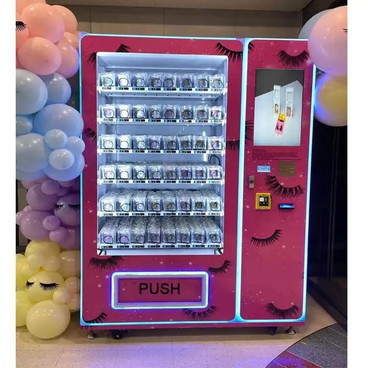 Custom Lashes Hair Beauty Cosmetic Pink Vending Machine for press on nail nail art items in shoppingmall