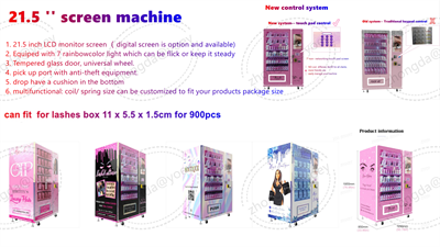 Zhongda popular LED Screen Hot Custom Design Hair Lashes Vending Machine beauty vending machines