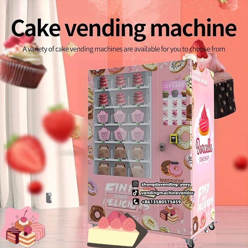 Belt Conveyor Cupcake Healthy Food Fruit Salad Egg Vegetable Combo Elevator Vending Machine with touch screen