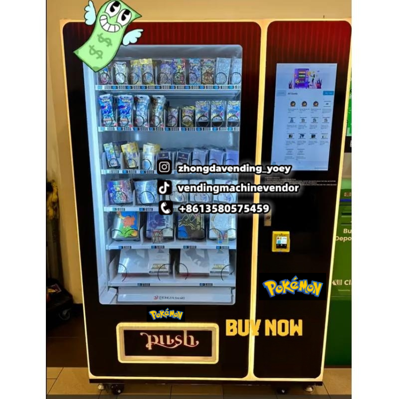 Coin-Operated Ppokemon TCG Trading Card Vending Machine with Token and Credit Card Payment Systems Includes Stand