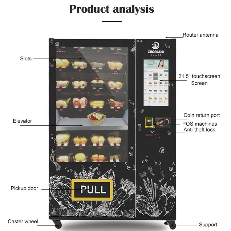 OEM customized supermarket self-service smart intelligence fresh food sandwich sushi cupcake lift vending machine