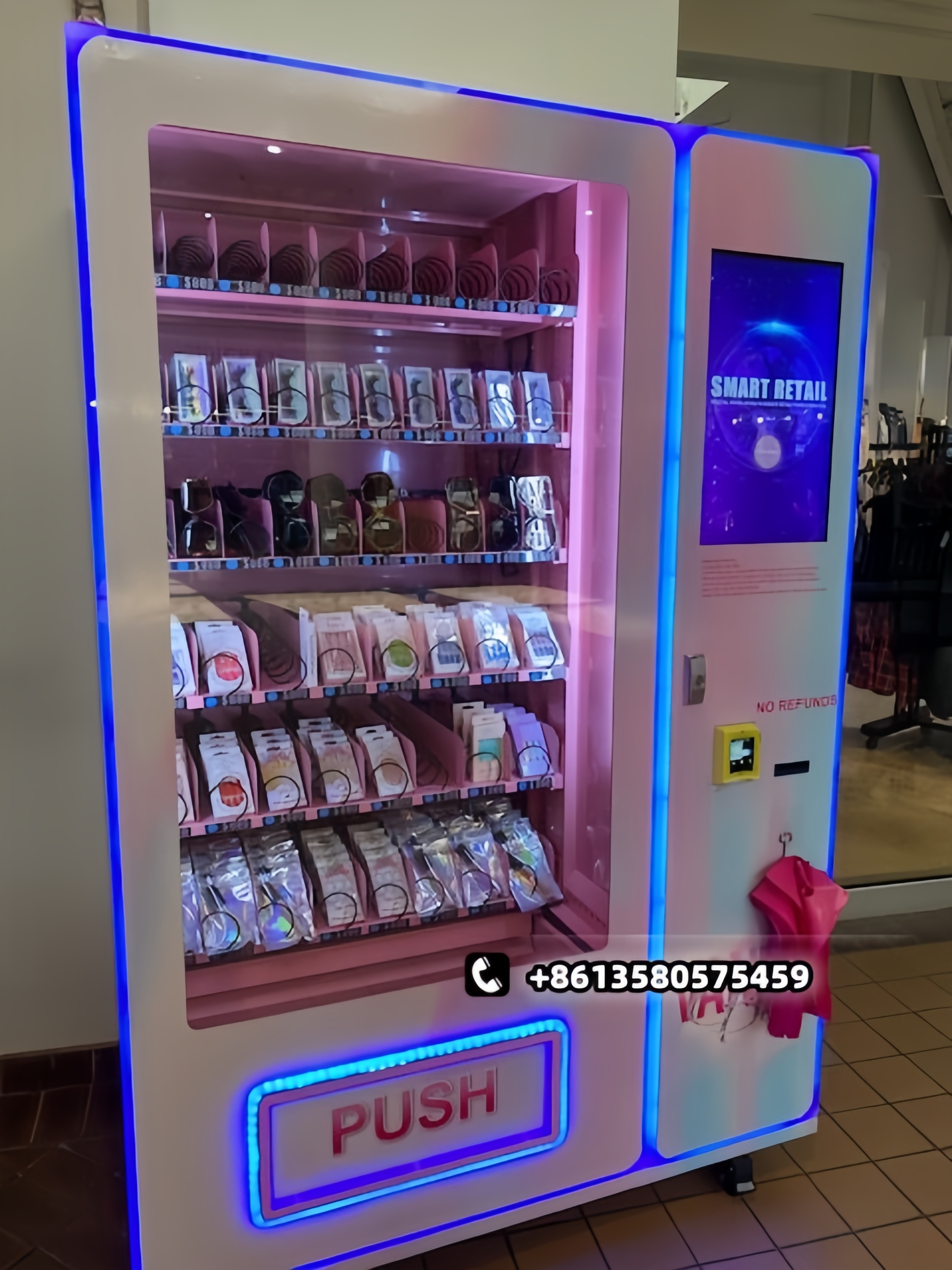 Attractive design eyelash convenience self-service store hair vending machine touch screen custom press on nail vending machine