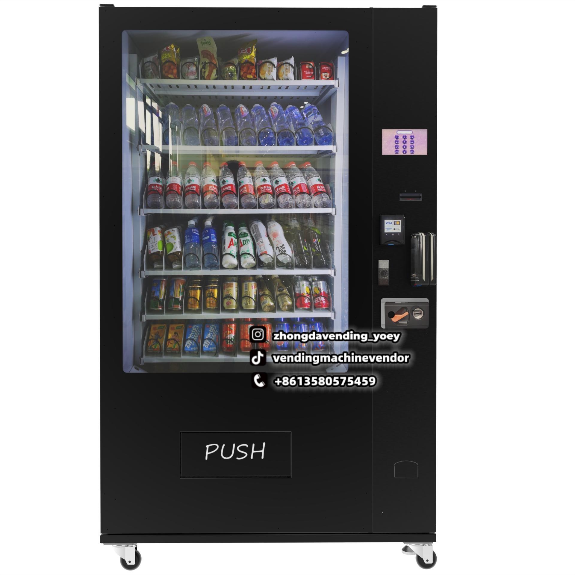 Modern Global Supermarket Self-Service Smart Cheap Cold Drink Cola Snack Vending Machine with age verfiation for adult