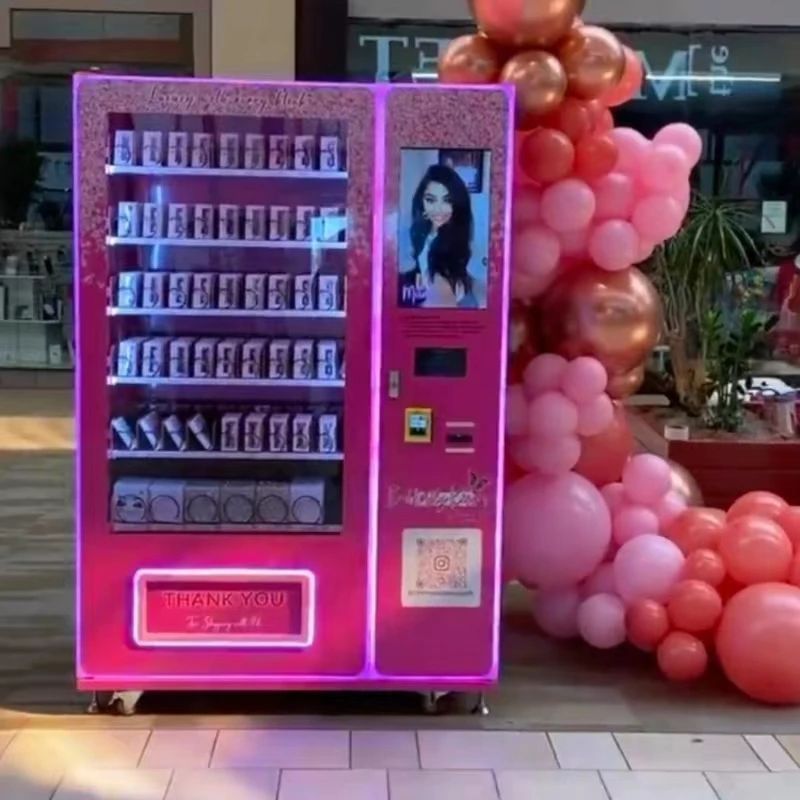 Custom Lashes Hair Beauty Cosmetic Pink Vending Machine for press on nail nail art items in shoppingmall