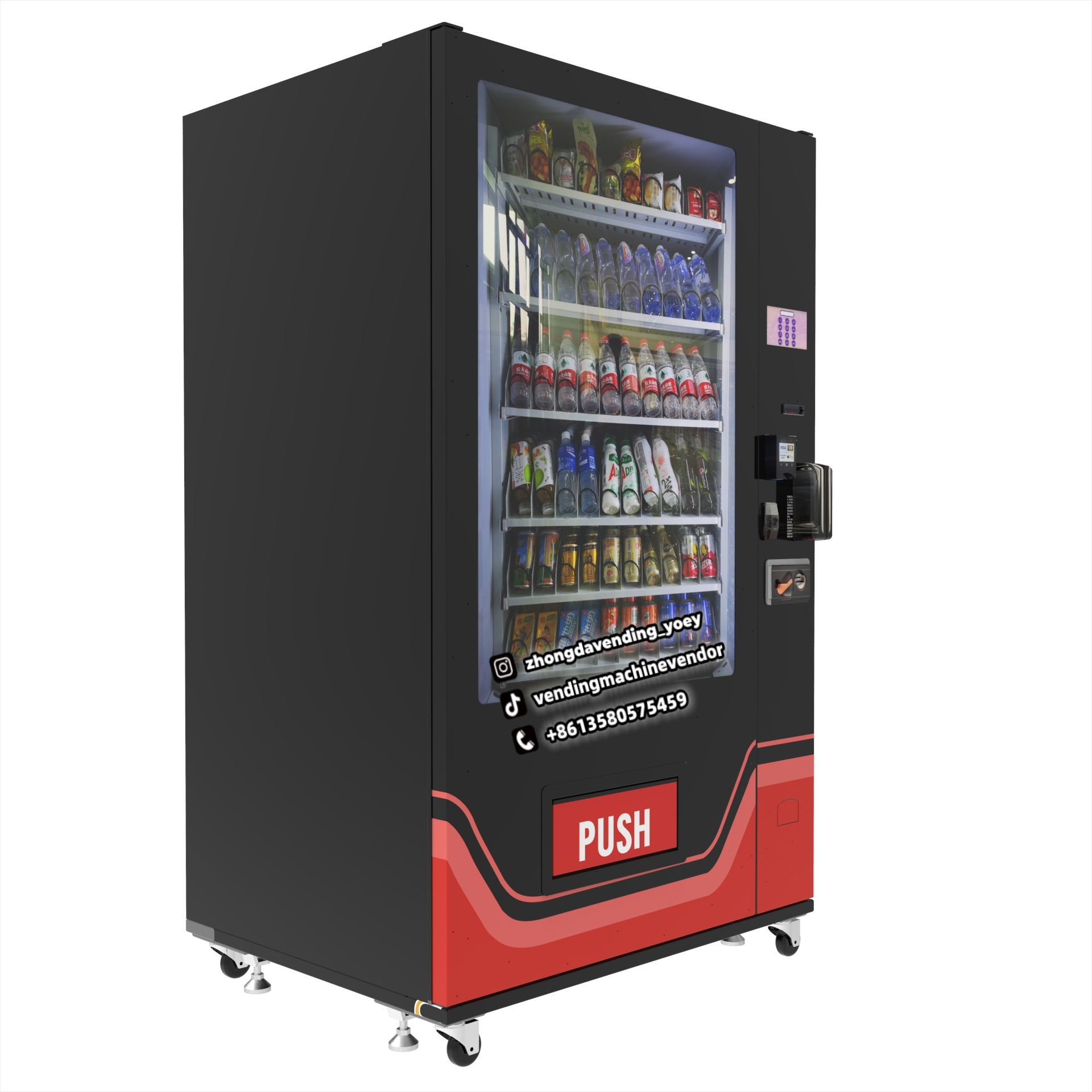 Modern Global Supermarket Self-Service Smart Cheap Cold Drink Cola Snack Vending Machine with age verfiation for adult