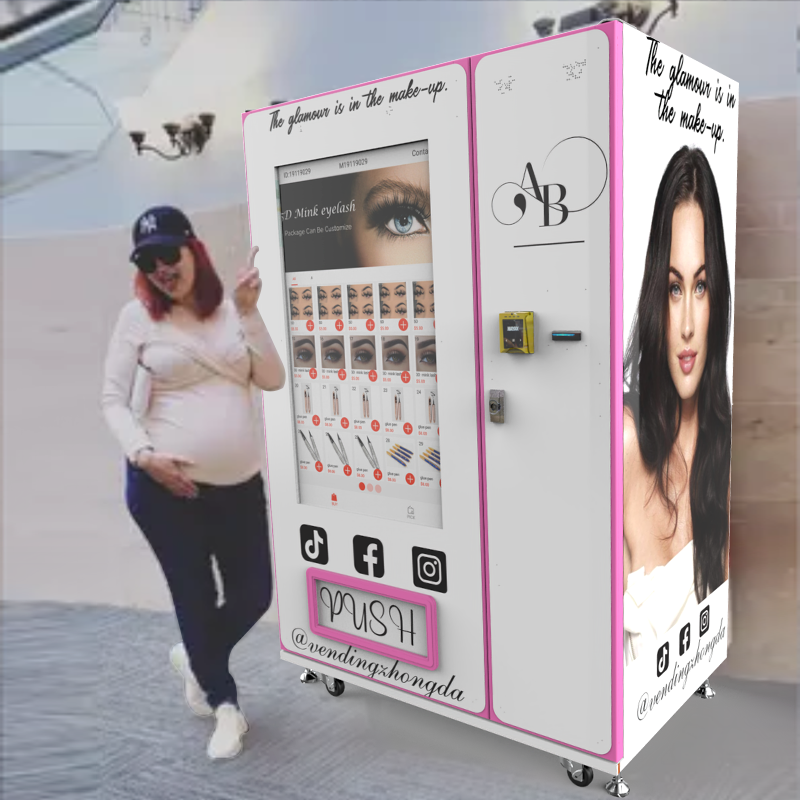 49'' large touch screen beauty vending machine automatic Hair lashes lipgloss and press on nail service store vending machine