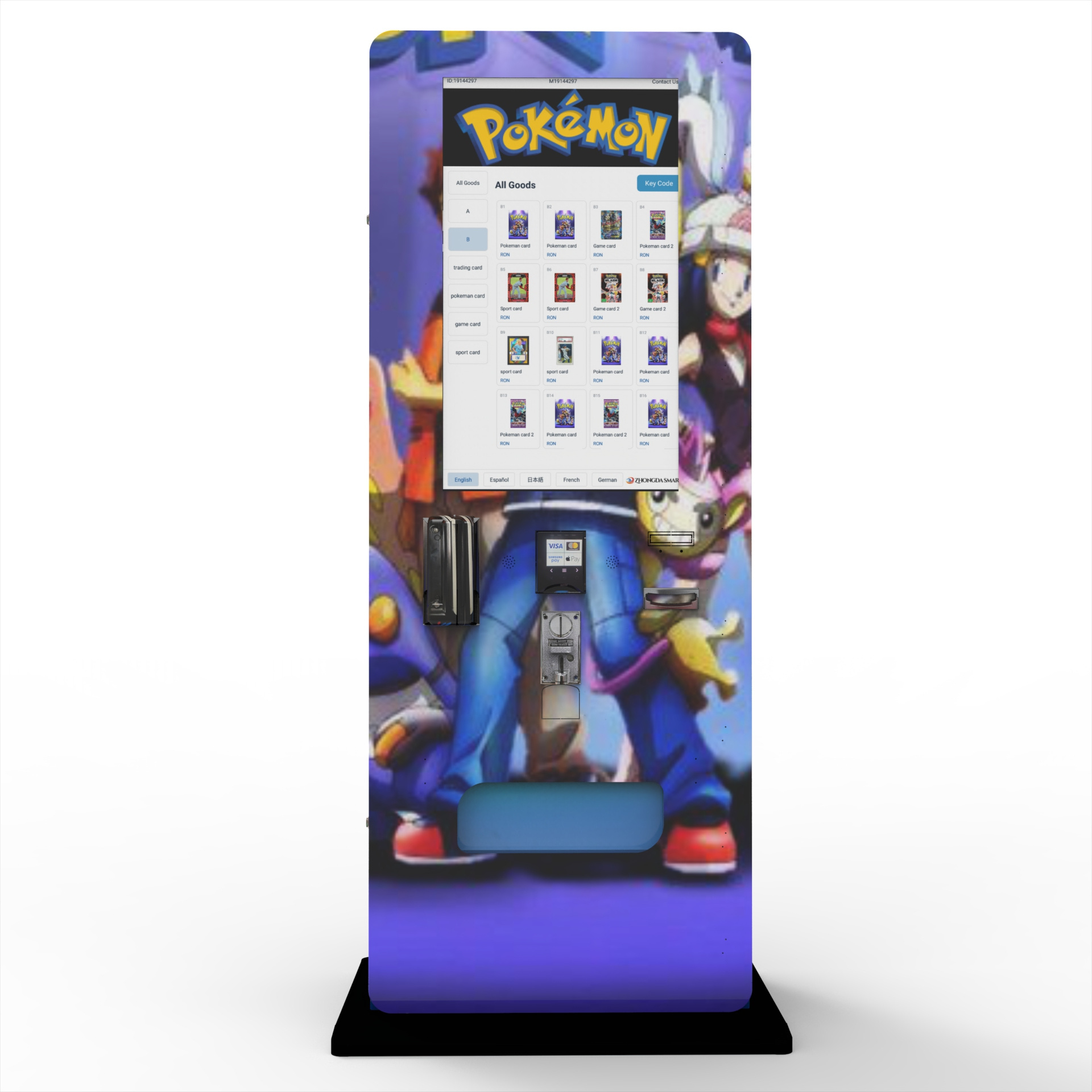 Genuine Sports Trading Card Vending Machine for Collectible Card Trading and Distribution with with Coin Token Credit Card Payme