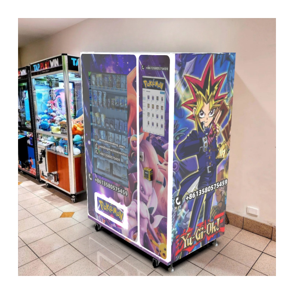 Automatic touch screen sport cards dispenser trading cards Vending machine with elevator to Europe with coin operated payment