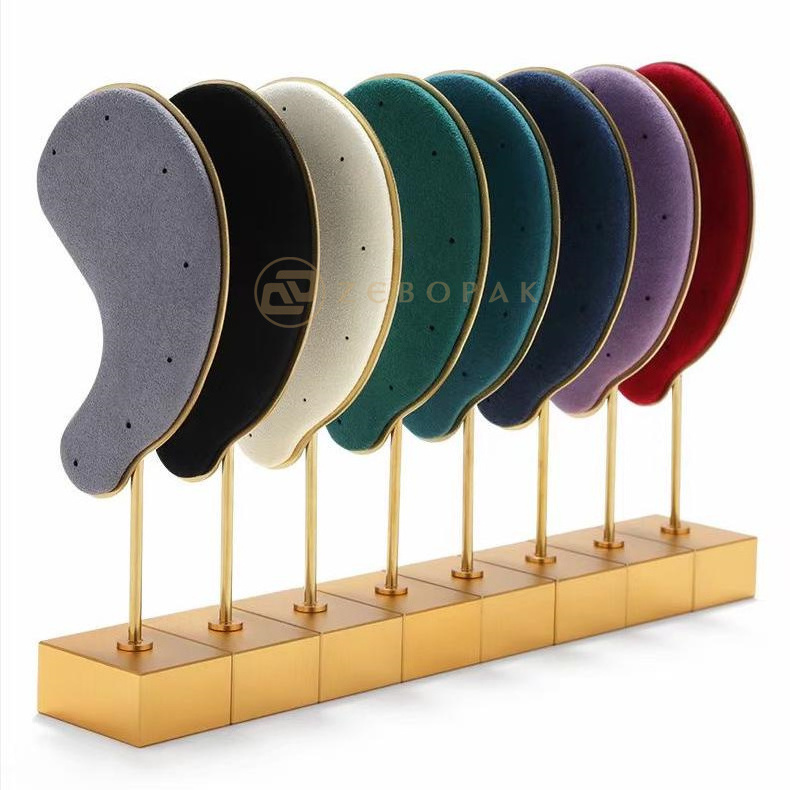 Unique Design Microfiber Metal Ear Shape Earring Display Stand Earring Holder Earring Display Stand Display