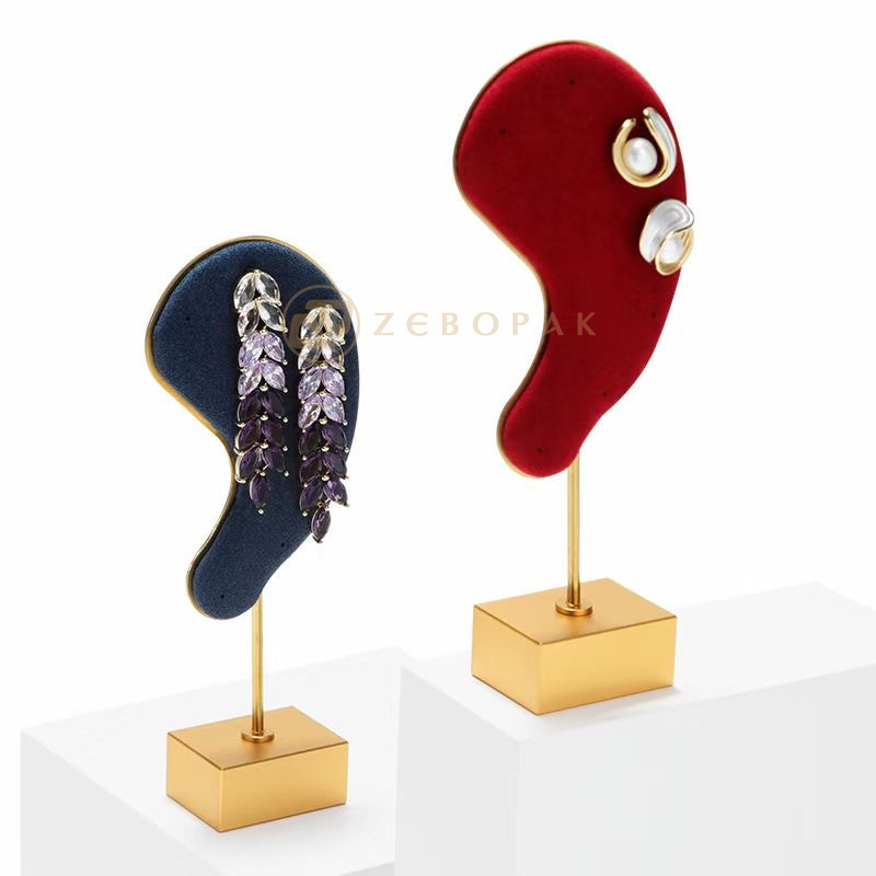 Unique Design Microfiber Metal Ear Shape Earring Display Stand Earring Holder Earring Display Stand Display