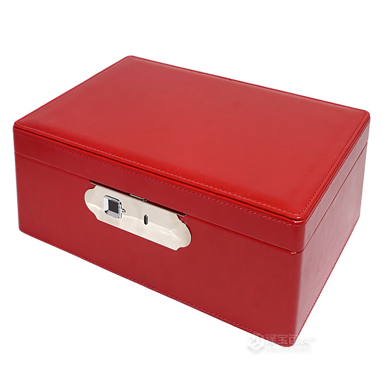 Fingerprint Lock Jewelry Organizer PU Leather Jewelry Box Fashion Travel Jewelry Storage Box