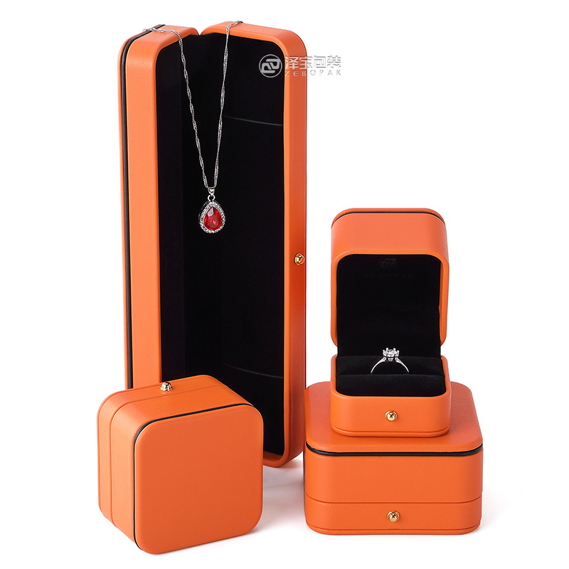 wholesale custom logo  Factory price pu leather jewel ring box jewelry packaging for orange