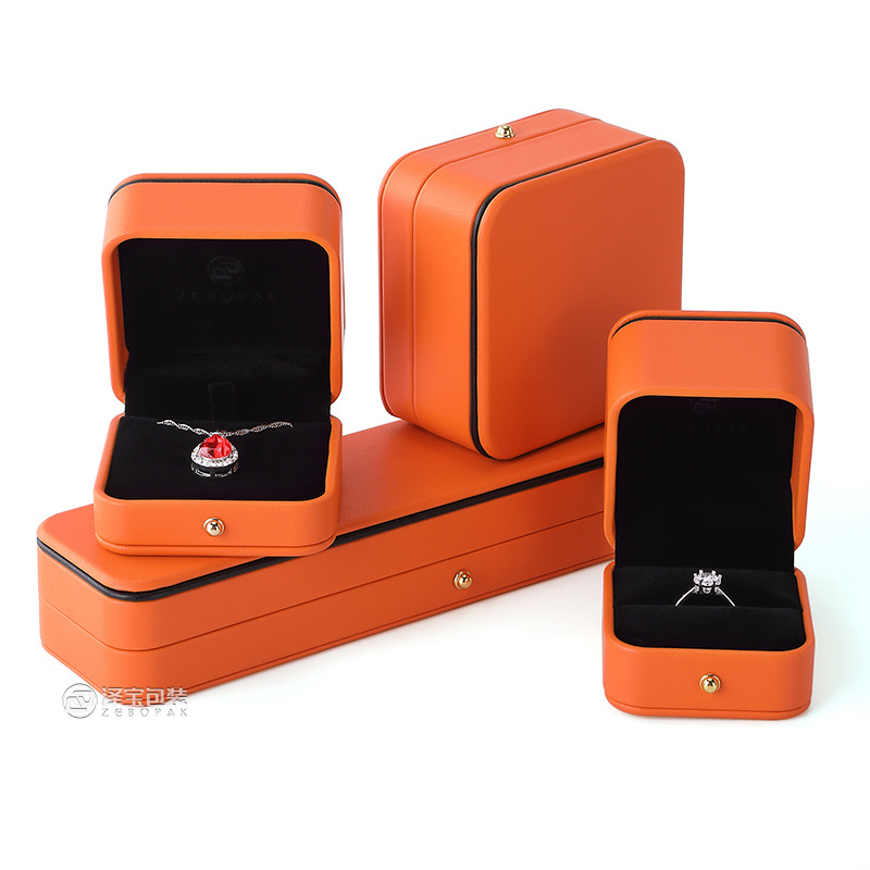 wholesale custom logo  Factory price pu leather jewel ring box jewelry packaging for orange