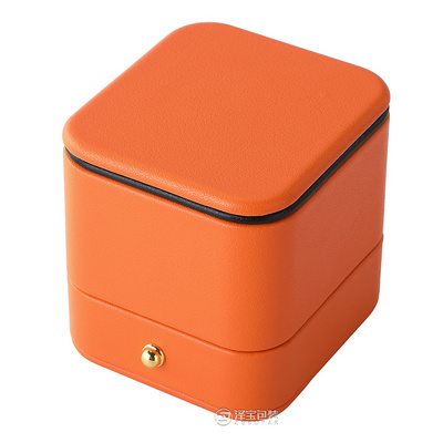 wholesale custom logo  Factory price pu leather jewel ring box jewelry packaging for orange