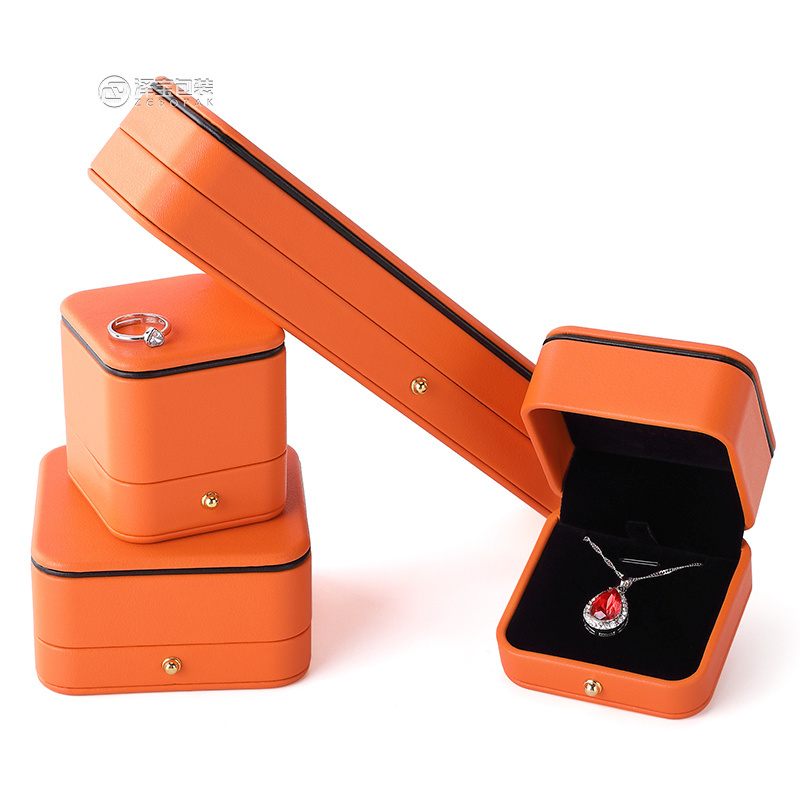 wholesale custom logo  Factory price pu leather jewel ring box jewelry packaging for orange