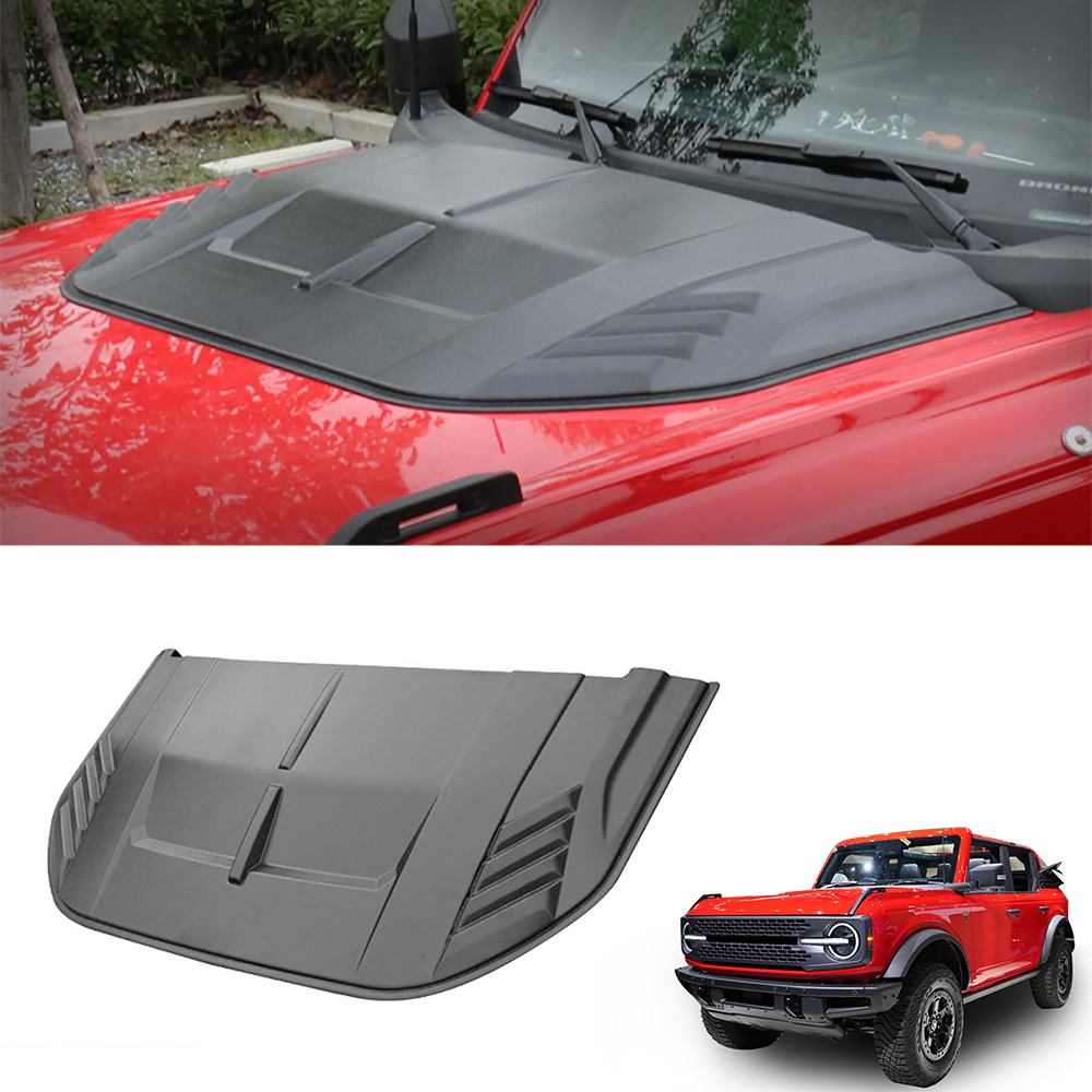 Car Exterior Accessories ABS Black Bonnet Scoop Cover Set Engine Hood Air Vent Hood Bonnet Cover  For Ford Bronco 2021 2022