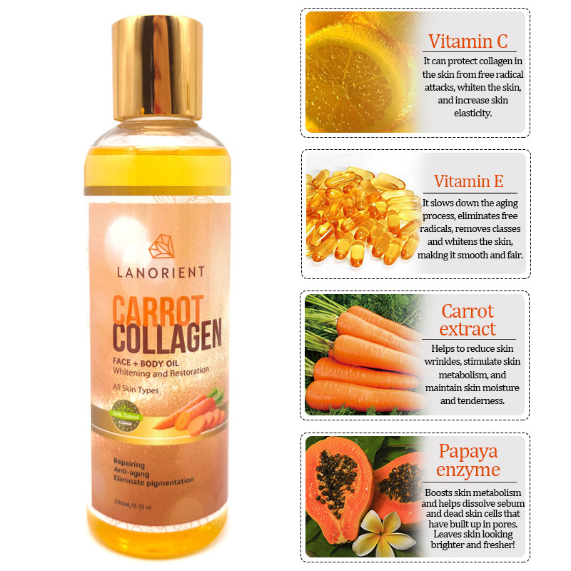 Moisturizing Best Carrot Oil Whitening Skin Lightening Beauty Body Oil for Black Skin