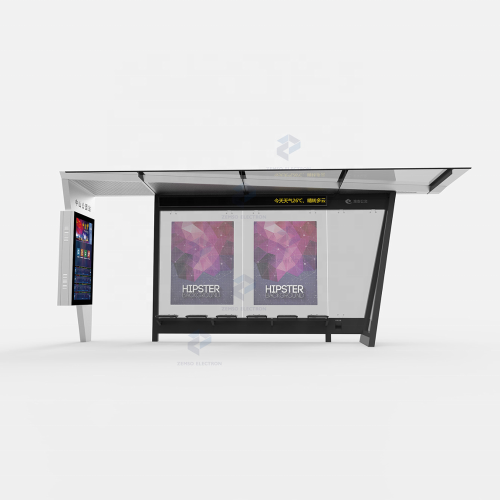 Intelligent street furniture bus stop shelter smart bus station bus shelter prices with LCD/LED digital signage