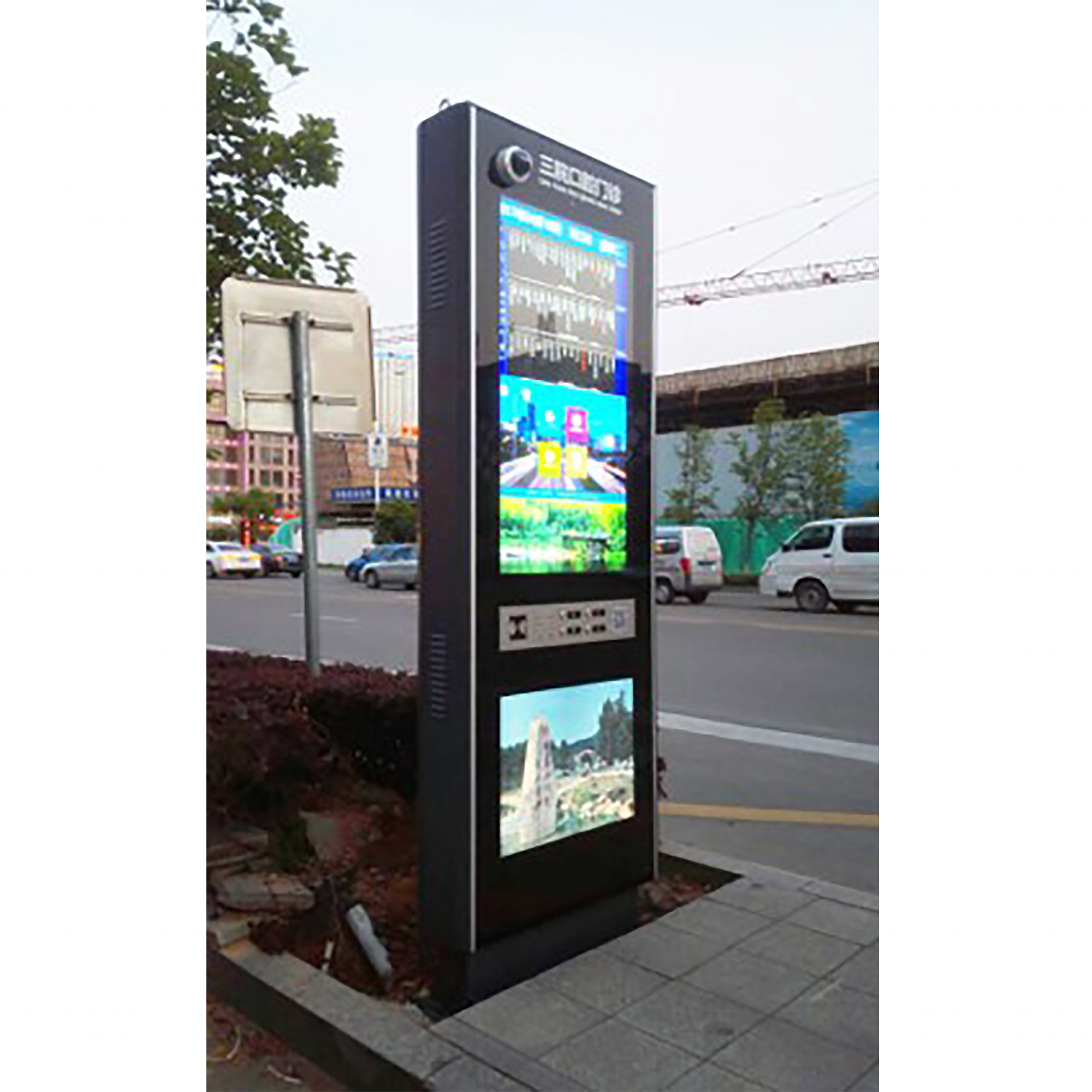 Low power consumption digital advertising boards outdoor solar bus stop digital signage display