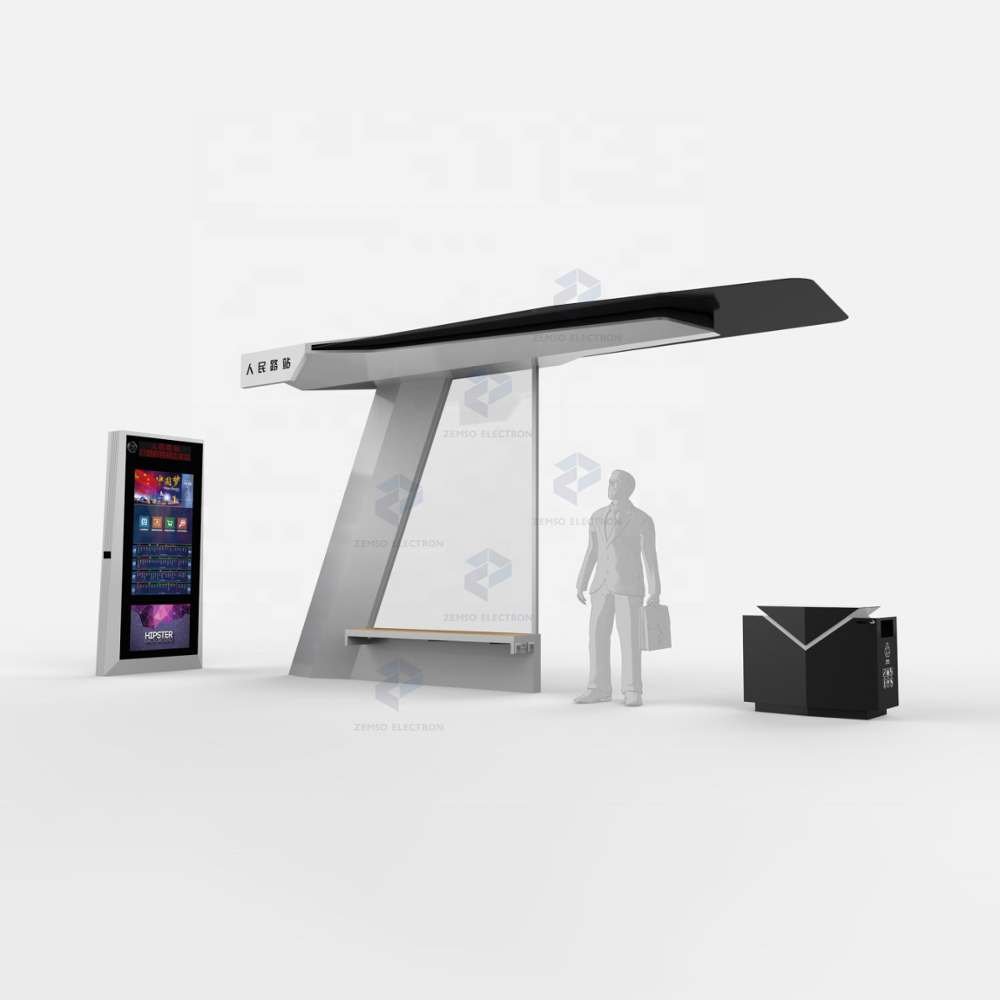 Intelligent street furniture bus stop shelter smart bus station bus shelter prices with LCD/LED digital signage