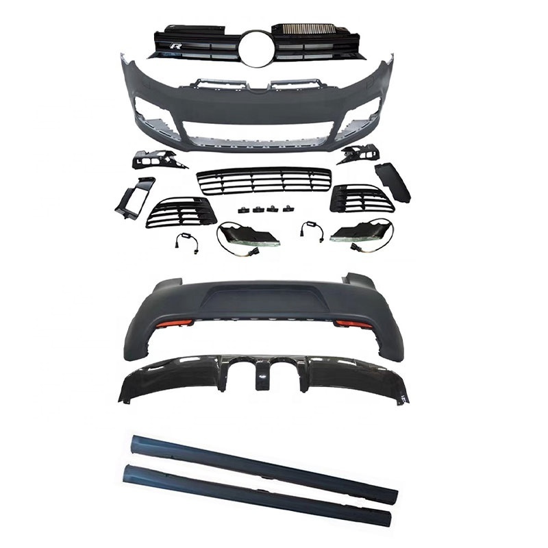 Auto Part Front Bumper Rear bumper Side skirts Car body kit Modified to R20 Style Full Body Kit Set For Volkswagen golf 6