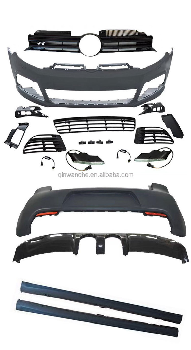 Auto Part Front Bumper Rear bumper Side skirts Car body kit Modified to R20 Style Full Body Kit Set For Volkswagen golf 6 BestSuppliers