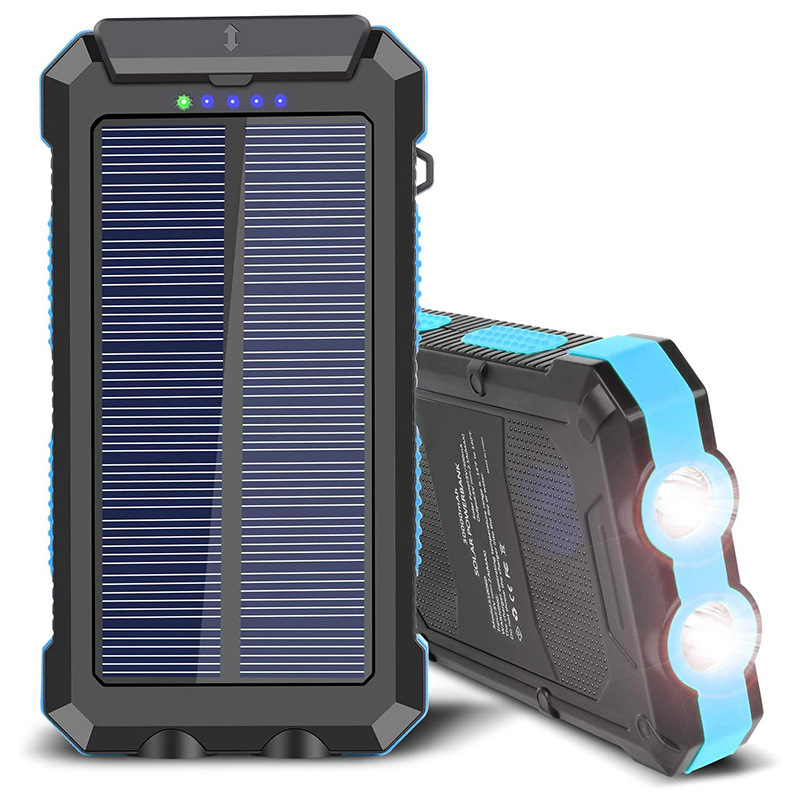 2022 Newest Wholesale Solar Energy Mobile Phone Power Bank Portable Large Capacity 30000mAh Mobile Power Bank With Flashlight