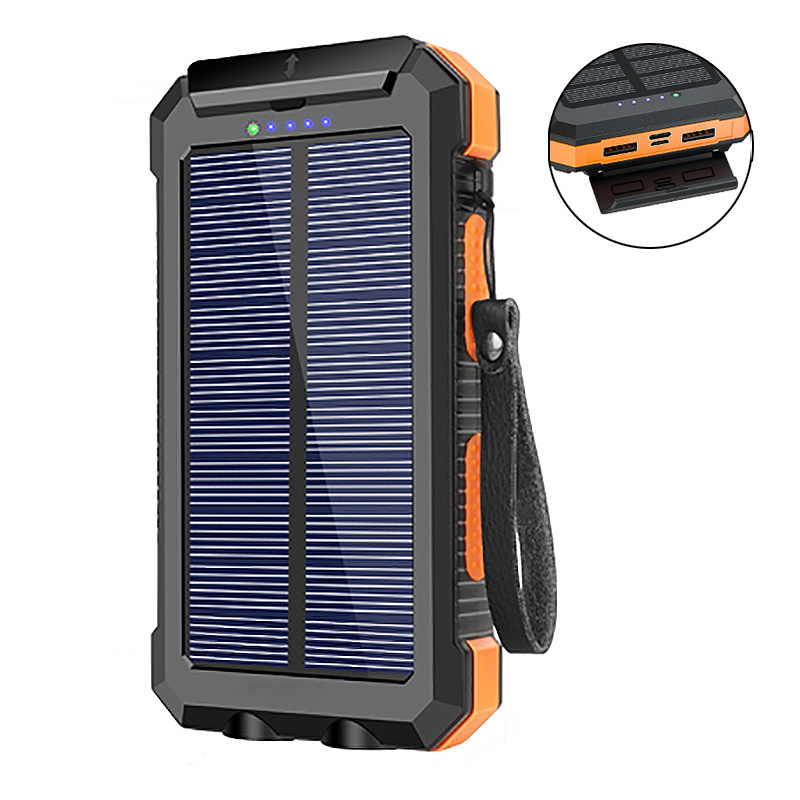 2022 Newest Wholesale Solar Energy Mobile Phone Power Bank Portable Large Capacity 30000mAh Mobile Power Bank With Flashlight