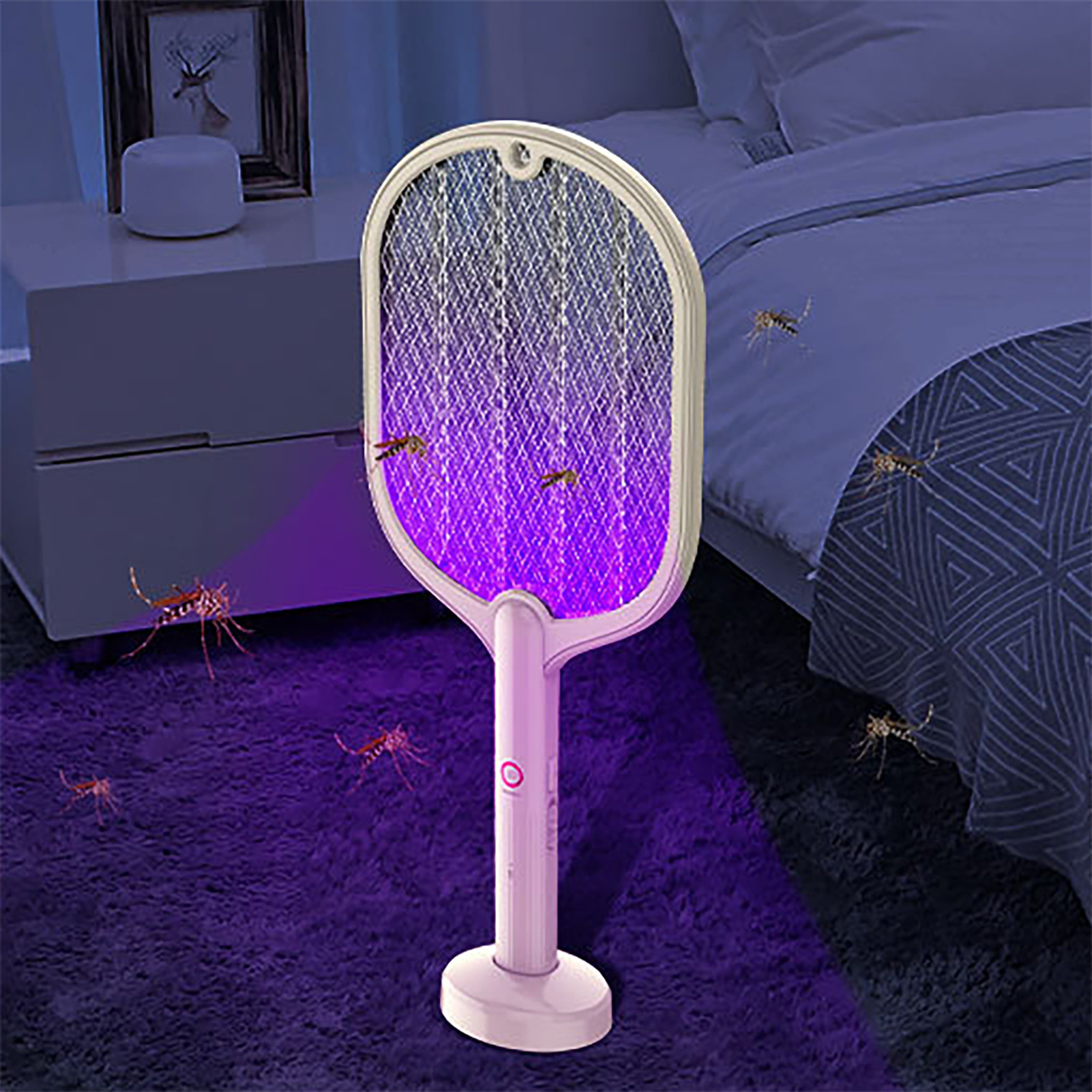 New USB charging continuous use Violet mosquito trap battery Multifunctional mosquito killer Fly swatter with lamp 2 in 1