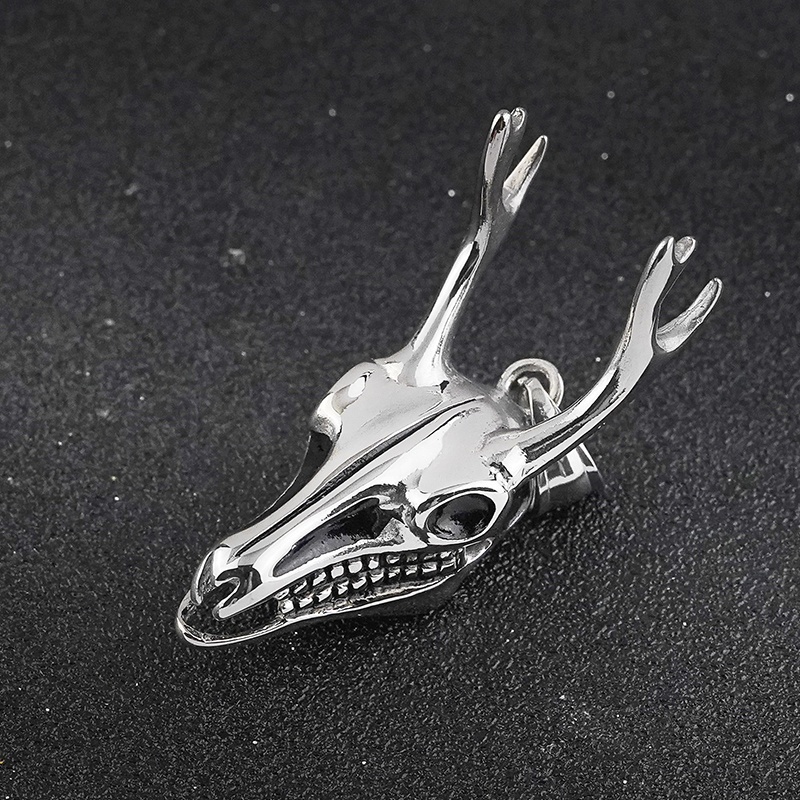 316L Stainless Steel Titanium Gothic Horror Retro Skull Necklace Pendant Cool Biker Men's deer Head Horn Oxhead Pendant