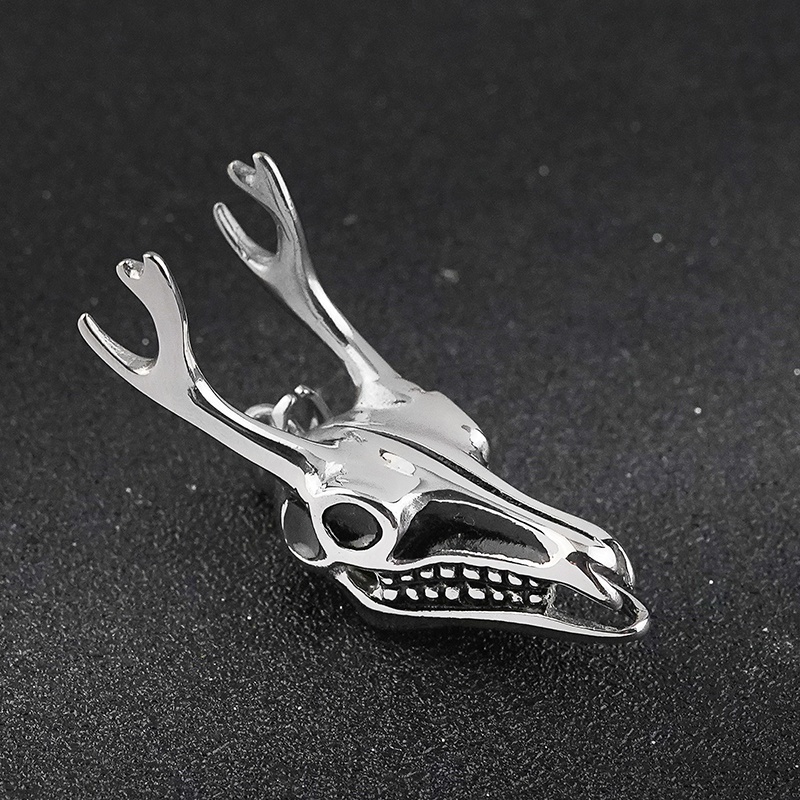 316L Stainless Steel Titanium Gothic Horror Retro Skull Necklace Pendant Cool Biker Men's deer Head Horn Oxhead Pendant