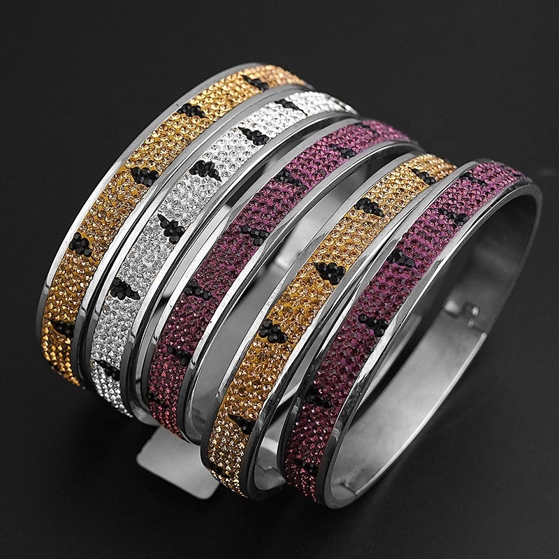 Crystal Charms Jewellery Bangles For Women Stainless Steel Jewellery Accessories Luxury Bracelets Big Sales