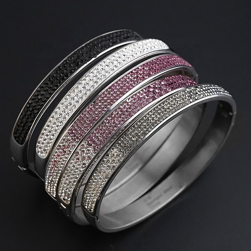 Crystal Charms Jewellery Bangles For Women Stainless Steel Jewellery Accessories Luxury Bracelets Big Sales