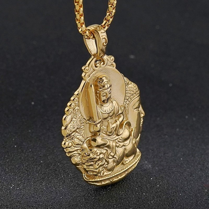 New Wholesale Buddhist Guanyin Pendant Necklace Buddha Amulet Hinduism Jewelry For Women Menstainless steel pendant