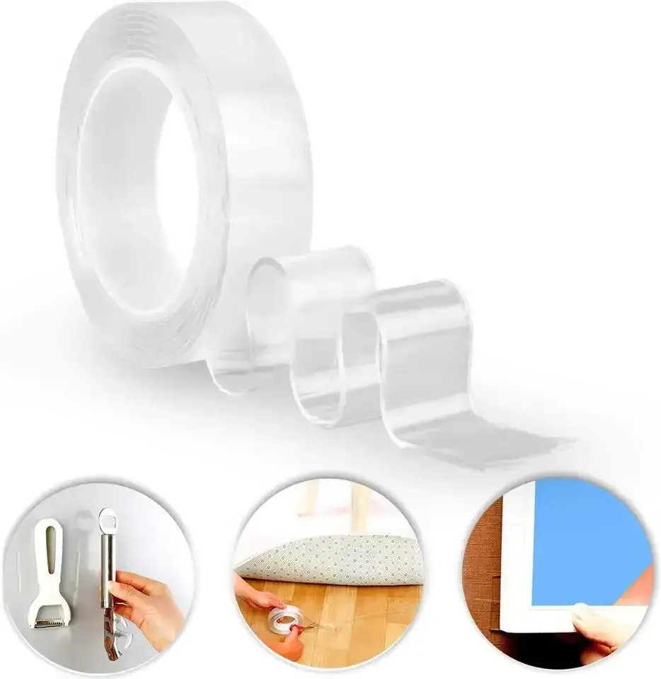 Multi use Adhesive Double Side magnetic mounting tape two side glue high sticky nano tape gel glue tape