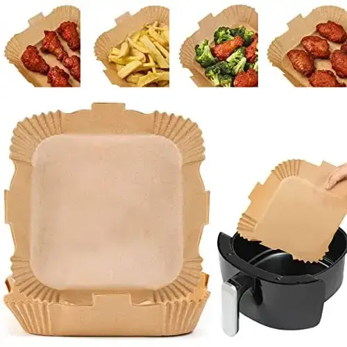 Hot Selling Disposable Parchment Paper Liner for Air Fryer Non-Stick Reusable Airfryer Liners Coated for Food Use