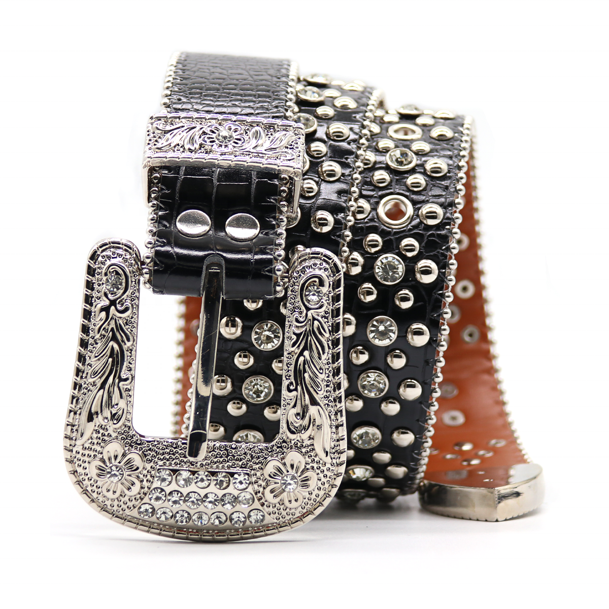 Custom Diamond Western Leather Bling Studied Crystal Men Rhinestone Designer Belt Men