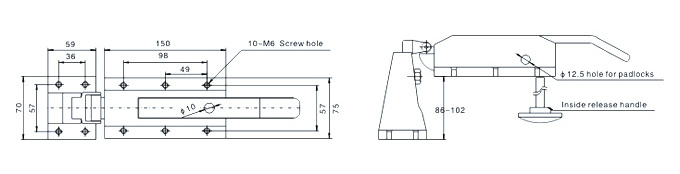 Cast Iron Spring loaded door latch YL-1700,refrigerator hinges latches ,Cam-lift safety Latch